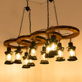 Vintage Black Lantern Chandelier Pendant Lamp - 10 Light Fixture with Clear Glass and Wooden Shelf - This Black 10 Lights Chandelier Light Fixture Vintage Clear Glass Lantern Pendant Lamp with Wooden Shelf is a perfect product for those who are lookin
